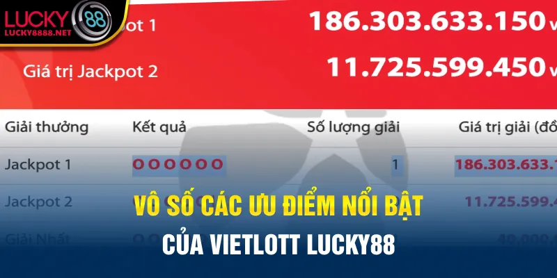 Vô số các ưu điểm nổi bật của Vietlott Lucky88